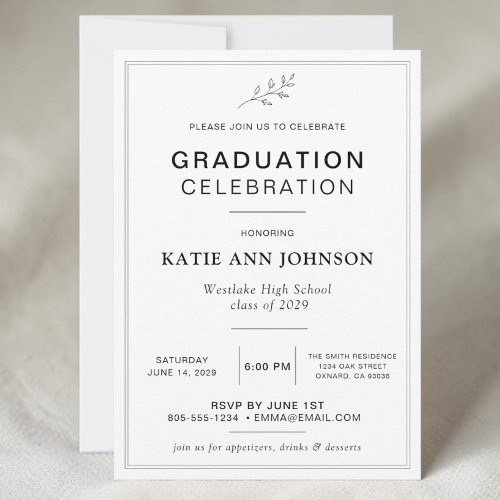 Minimal Graduation Celebration Invitation