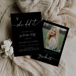 Minimal Graduation Party Invitation Photo Card