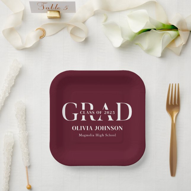 Minimal Graduation Party Paper Plates (Wedding)