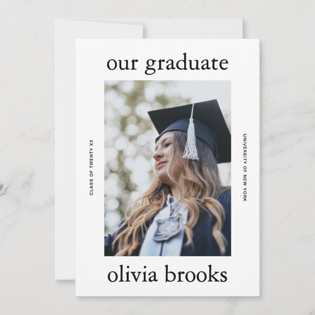 Minimal Graduation Photo Card | Custom College (Front)