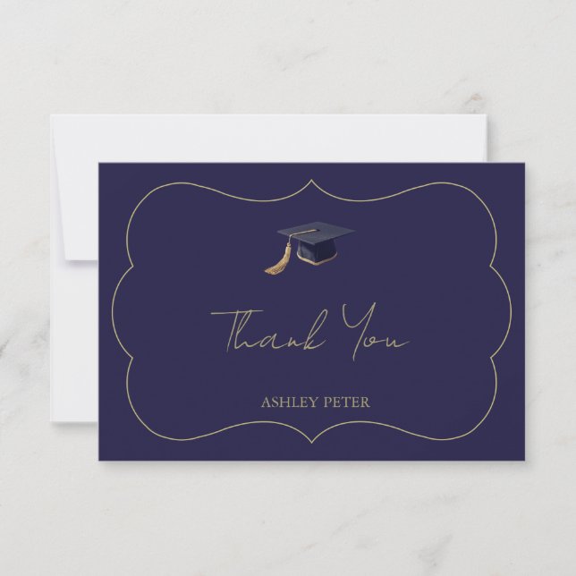 Minimal Graduation Thank You Card with Name (Front)