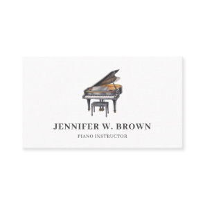 Minimal Grand Piano Private Piano Teacher Instruct Business Card