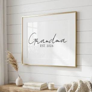 Minimal Grandma Since Year Soft Script Typography Poster