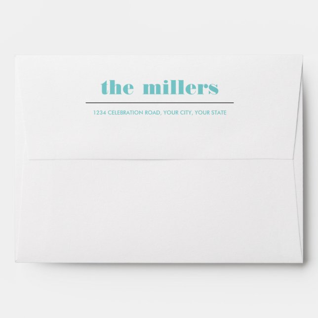 Minimal Graphic | Aqua Blue Hipster Return Address Envelope (Back (Top Flap))
