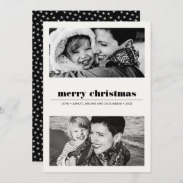 Minimal Graphic Black Merry Christmas 2 Photo Card