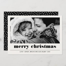 Minimal Graphic Black Merry Christmas Photo Card