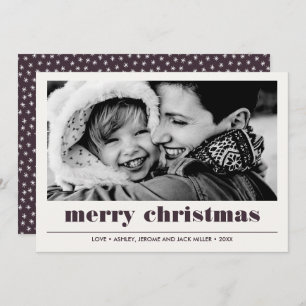 Minimal Graphic Burgundy Merry Christmas Photo Card