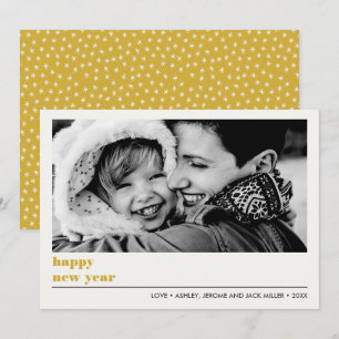 Minimal Graphic   Gold  Happy new Year Photo Card