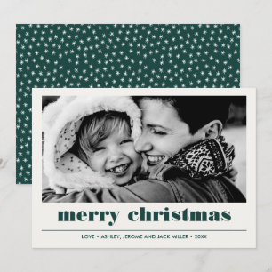 Minimal Graphic   Green Merry Christmas Photo Card