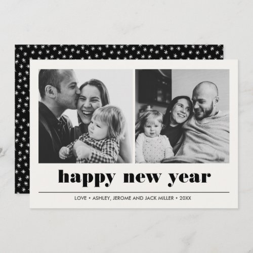 Minimal Graphic  Happy new year collage 2 Photo Card