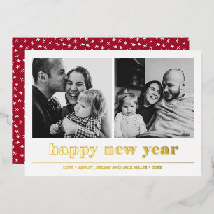 Minimal Graphic   Happy new year collage 2 Photo Foil Invitation