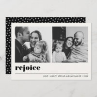 Minimal Graphic | Rejoice Black Christmas 2 Photo Card