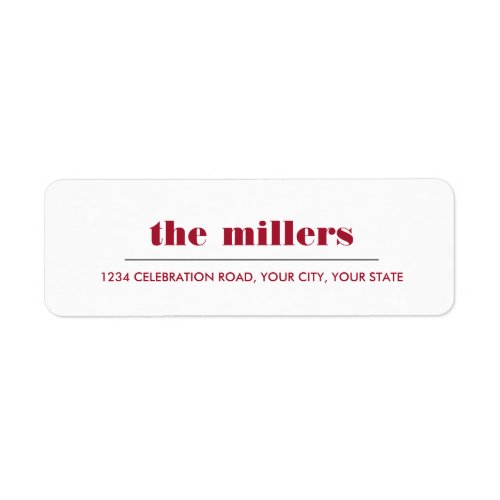 Minimal Graphic  Ruby red Hipster Label