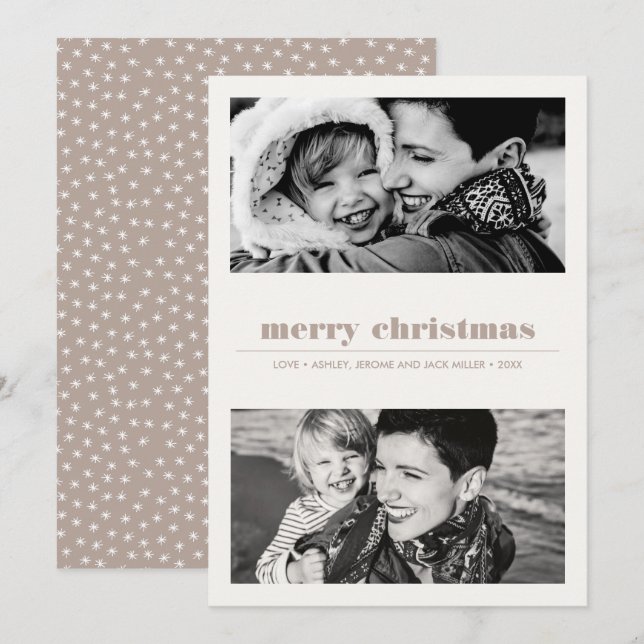 Minimal Graphic | Sand Merry Christmas 2 Photo Card (Front/Back)