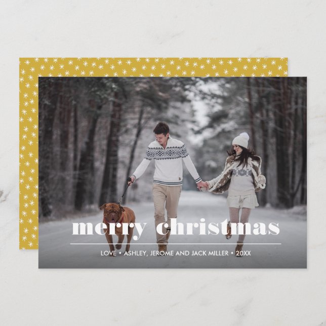 Minimal Graphic | Yellow Christmas  Photo Card (Front/Back)