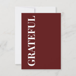 Minimal GRATEFUL Deep Red Holiday Greeting Card