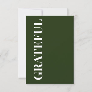 Minimal GRATEFUL Forest Green Holiday Greeting Card