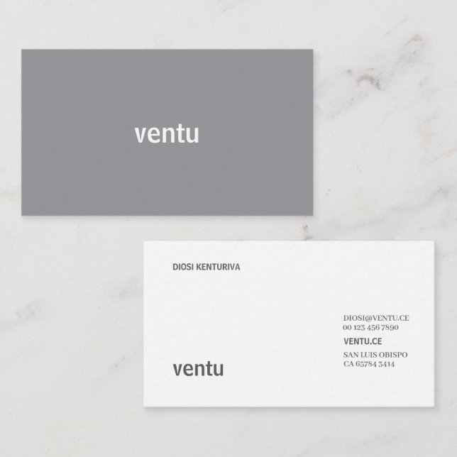 Minimal Gray and White  Business Card  (Front/Back)