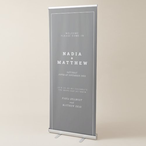 Minimal gray and white outline wedding retractable banner