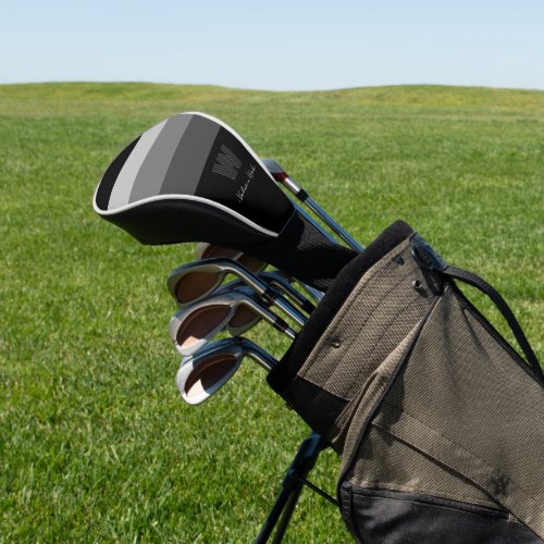 Minimal Gray Bar Monogram Golf Head Cover