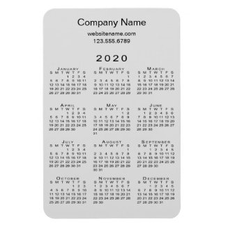Minimal Gray Black 2020 Calendar Company Name Info Magnet