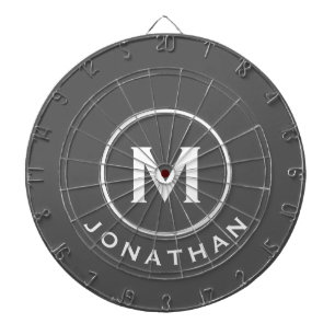 Minimal Gray Classic Monogram Name Dart Board