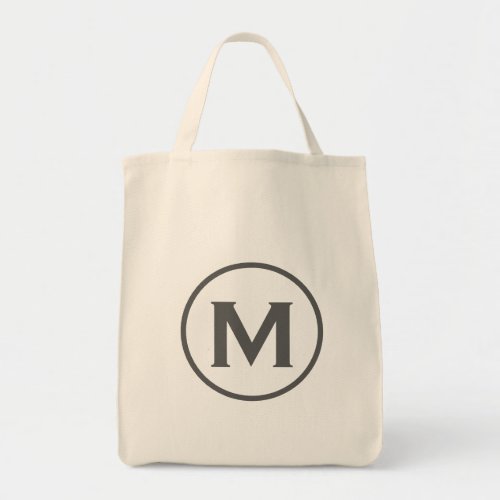 Minimal Gray Classic Monogram Tote Bag
