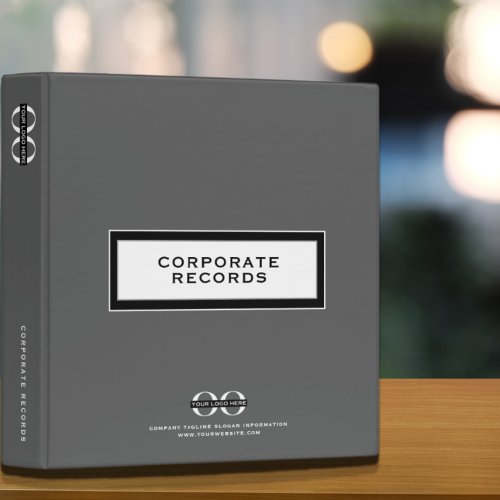 Minimal Gray Corporate Records Book Binder