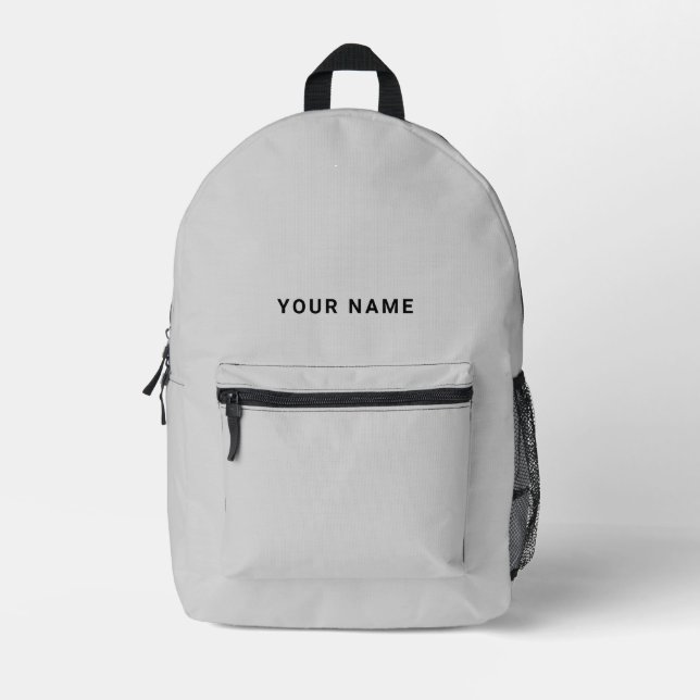 Minimal Gray Custom Name Backpack (Front)