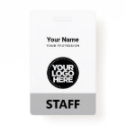 Minimal Gray Employee Name Business Logo Staff Tag