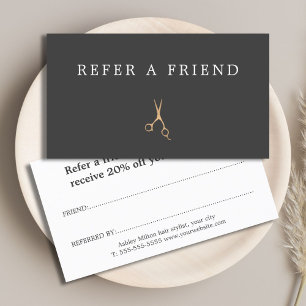 Minimal Gray Faux Gold Scissors Hair Stylist Business Card