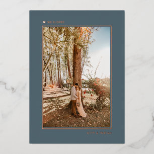 Minimal Gray Gold Married Elopement Announcement