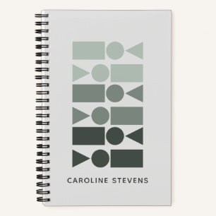 Minimal Gray Green Geometric Shapes Personalized  Notebook