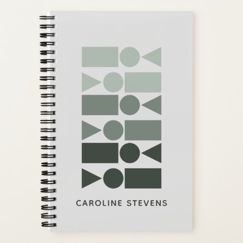 Minimal Gray Green Geometric Shapes Personalized  Notebook