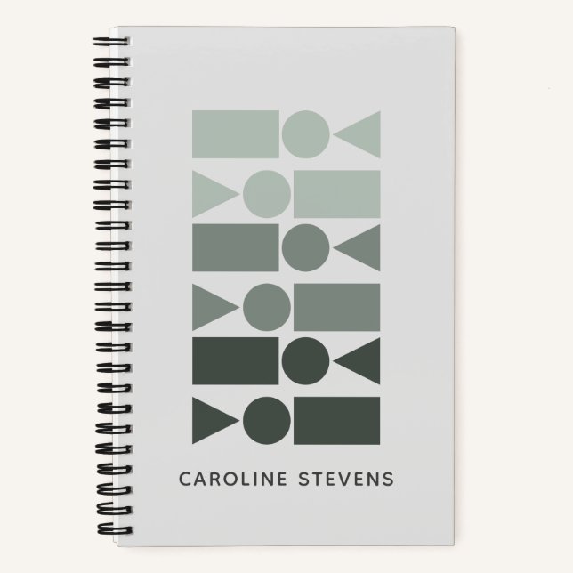 Minimal Gray Green Geometric Shapes Personalized  Notebook (Front)