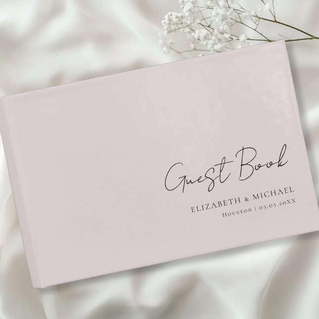Minimal, Gray Handwriting Script Wedding  Guest Book (Minimal, Gray Handwriting Script Wedding Guest Book with your name and date.)