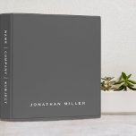 Minimal Gray Monogram Name 3 Ring Binder<br><div class="desc">Modern professional binder features a minimal design in a gray and white color palette. Custom name presented in the lower third in stylish simple font and custom name, company or subject on the spine. Shown with a custom name on the front in simple traditional typography, this personalized business binder is...</div>