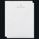 Minimal Gray Monogram Plush White Damask Pattern Letterhead<br><div class="desc">Simple and elegant design with a gray monogram on a beautiful plush white damasks background.</div>