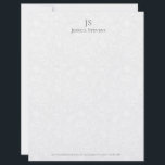 Minimal Gray Monogram Plush White Damask Pattern Letterhead<br><div class="desc">Simple and elegant design with a gray monogram on a beautiful plush white damasks background.</div>