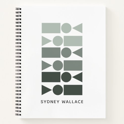 Minimal Gray Ombre Geometric Shapes Personalized Notebook