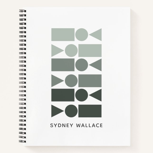 Minimal Gray Ombre Geometric Shapes Personalized Notebook (Front)
