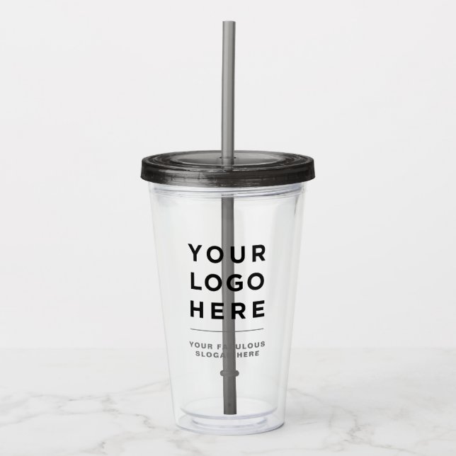 Minimal Gray Personalized Clear Tumbler with Straw (Front)