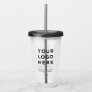 Minimal Gray Personalized Clear Tumbler with Straw