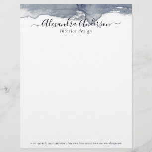 Minimal Gray Watercolor Elegant Script Letterhead
