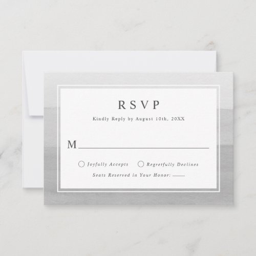 Minimal Gray Watercolor Ombre Wedding RSVP Card