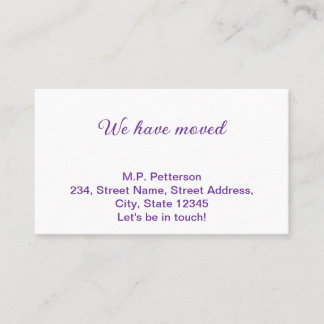 minimal gray we have moved add name address text business card