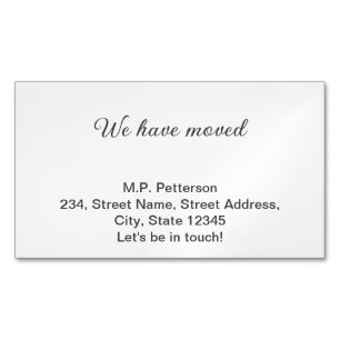 minimal gray we have moved add name address text business card magnet