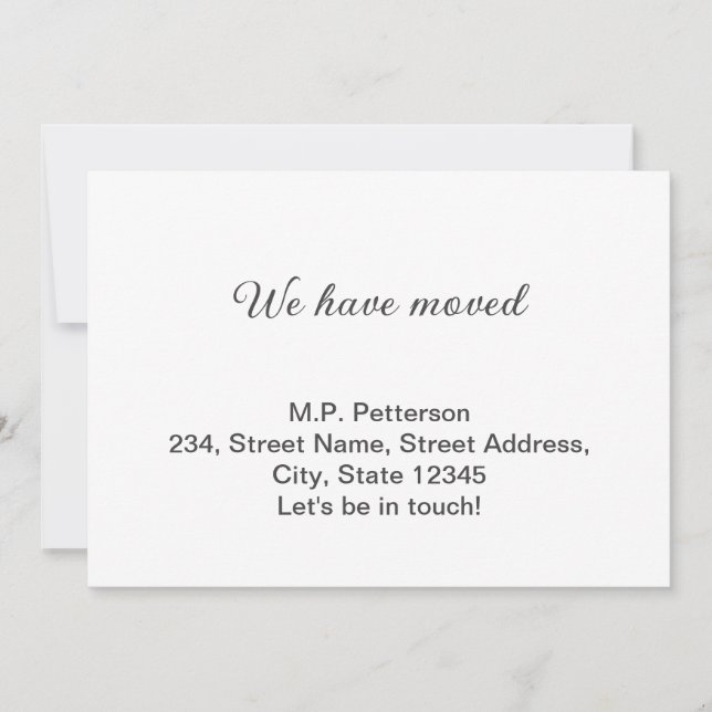 minimal gray we have moved add name address text  invitation (Front)