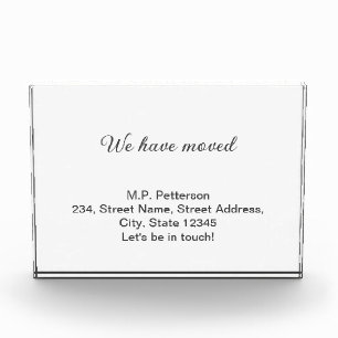 minimal gray we have moved add name address text photo block