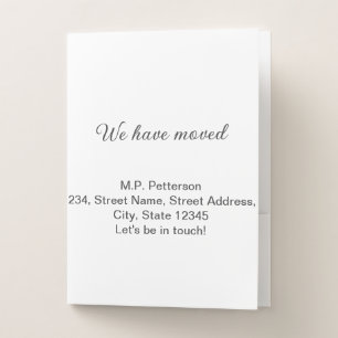 minimal gray we have moved add name address text  pocket folder